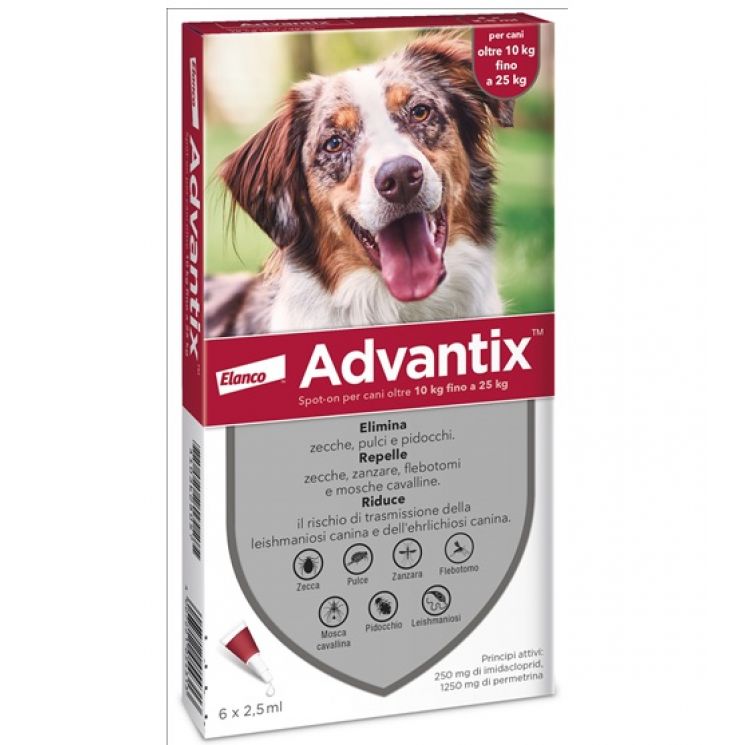 Advantix Spot-on 6 Pipette per Cani di Peso 10-25 kg